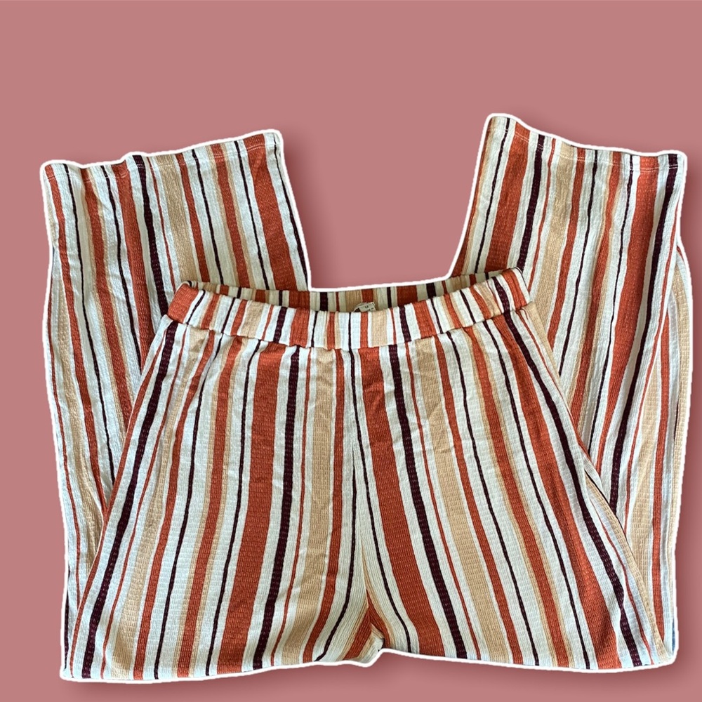 Orange and White Cropped Pants